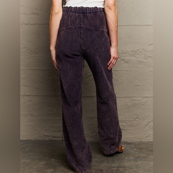 SALE POL Leap Of Faith High Waisted Corduroy Straight Leg Pants in Midnight Navy - Picture 5 of 5
